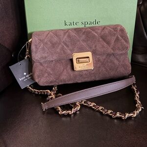 KNW Kate Spade Chocolate Quilted Crossbody Bag